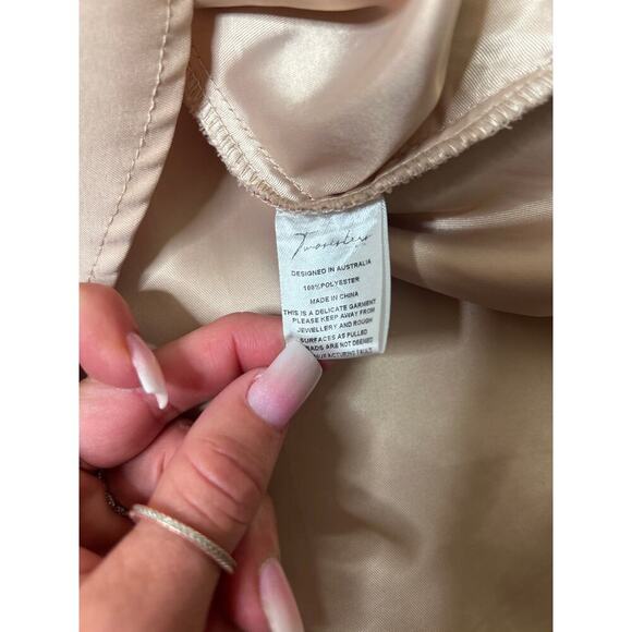 Women’s Beige Pink Floral Embroidered Mesh A-Line Cocktail Party Dress Sz 4 - Picture 7 of 10